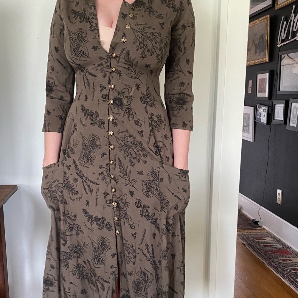Field Day herb print midi